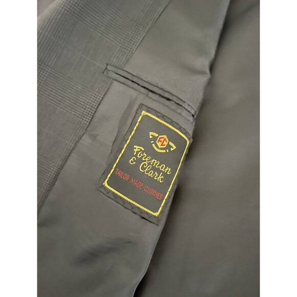 Vintage Foreman & Clark Men's Dark Gray Plaid Suit Jacket 44L with Pants 39L - Picture 8 of 16